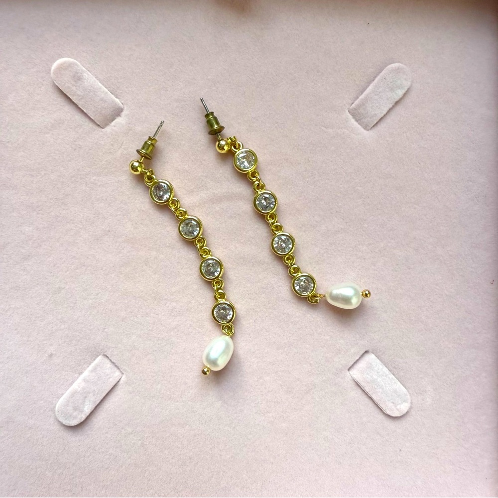 Jules Smith Bling Cultured Pearl Drop Earrings - Picture 2 of 6